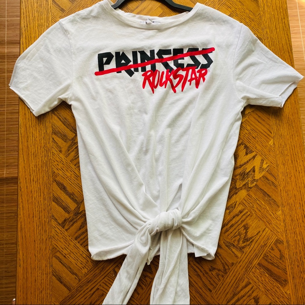 ZARA ROCKSTAR PRINCESS WOMEN WHITE SHIRT SZ SMALL
